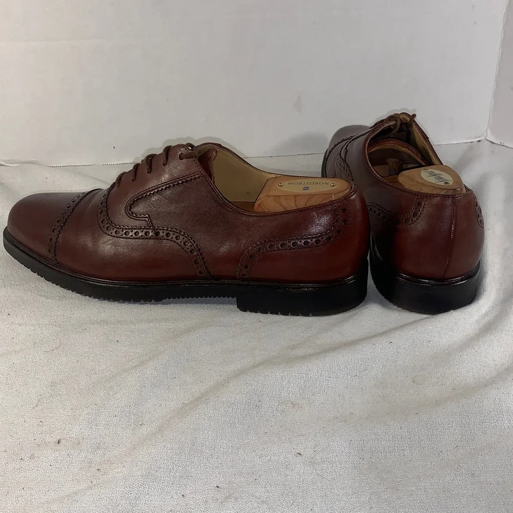 Bally Men's Oxford Brogue Brown Leather Dress Shoes